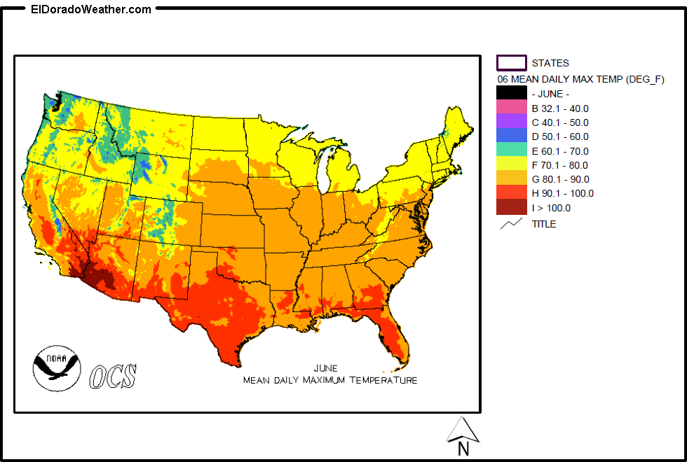 United States June Yearly Annual Mean Daily Maximum Temperature